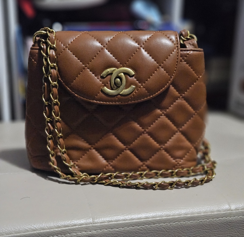 Source Unknown Brown Quilted Shoulder Bag